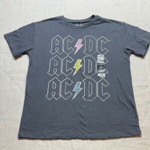 AC/DC Grayson Threads Graphic T-Shirt Gray Repeating Logo Size Medium NWT